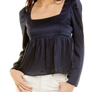 1.State Womens Winter Luxe Square neckline Puff Sleeve Blouse